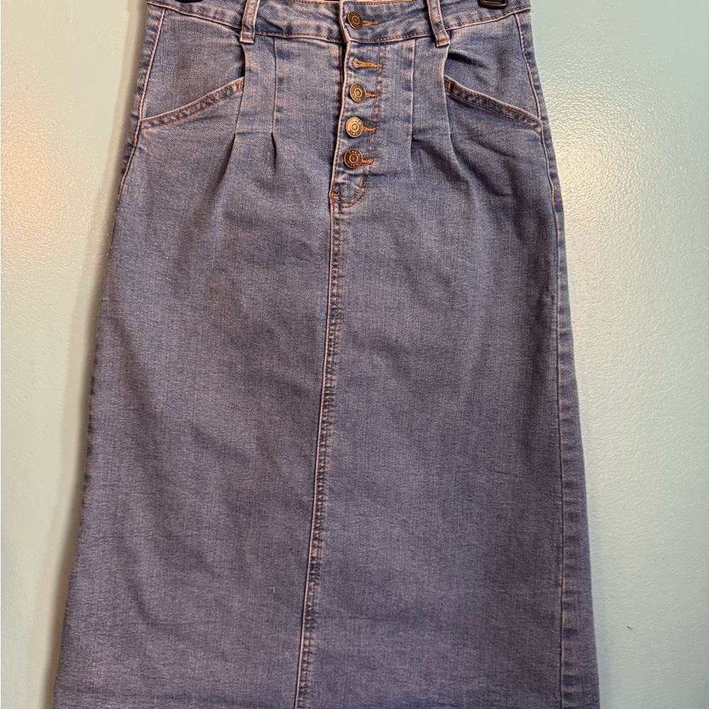 Tala Denim Button-Front Midi Skirt size S